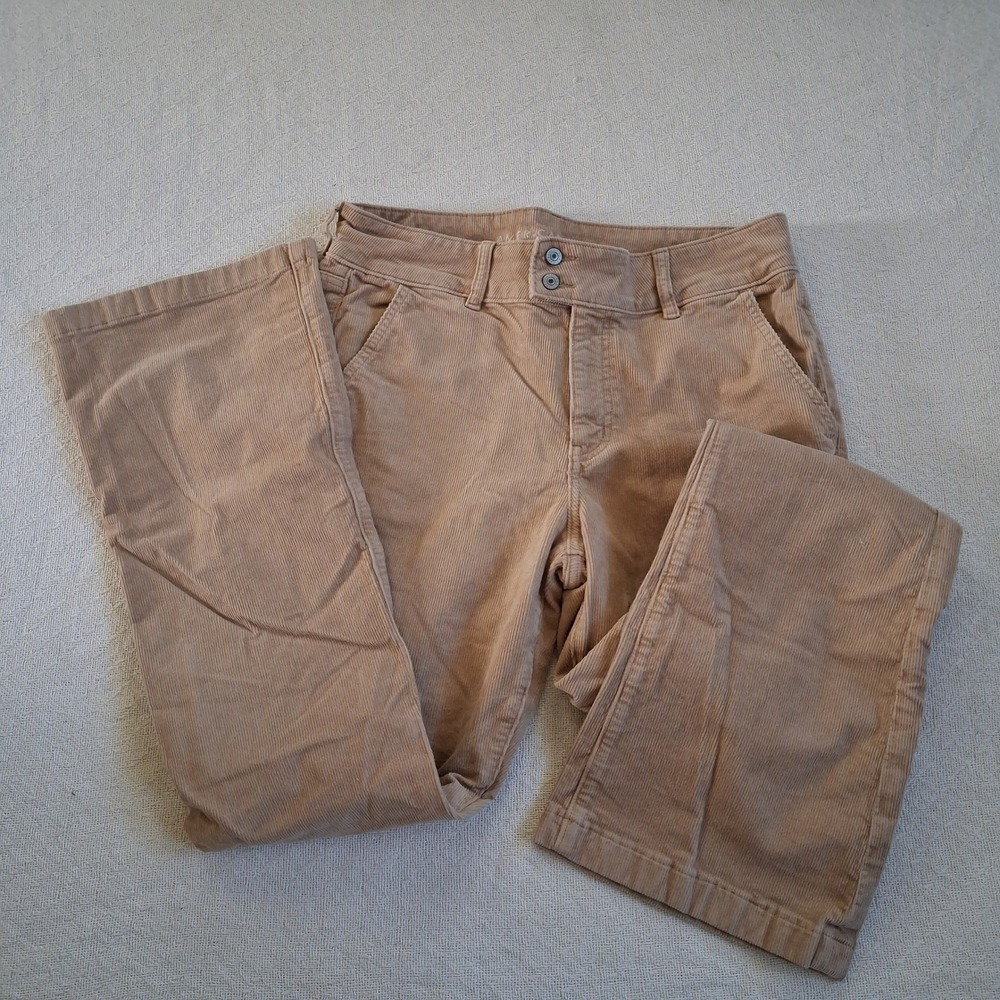 american eagle 70s retro boho high rise kickboot tan stretch corduroy pants 12